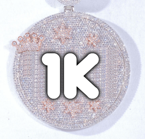 CUSTOM LETTER NECKLACE 3D BIG CROWN DISC