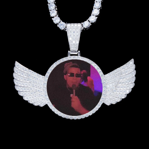 925S & VVS Moissanite 3D Wing Custom Picture Pendant