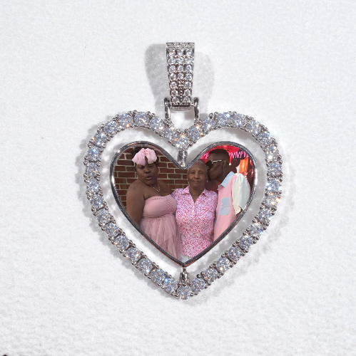 3D Spinning 2-Faced Heart Custom Picture Pendant