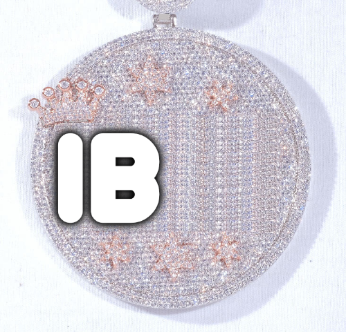 CUSTOM LETTER NECKLACE 3D BIG CROWN DISC