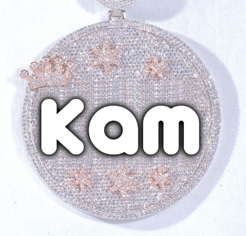 CUSTOM LETTER NECKLACE 3D BIG CROWN DISC