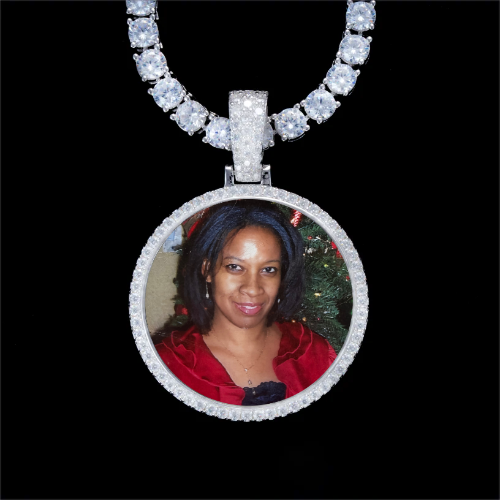 925S & VVS Moissanite 3D Circle Custom Picture Pendant