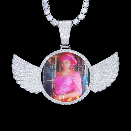 925S & VVS Moissanite 3D Wing Custom Picture Pendant