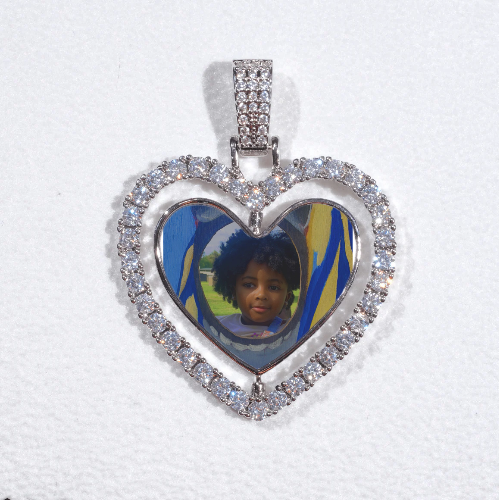 3D Spinning 2-Faced Heart Custom Picture Pendant