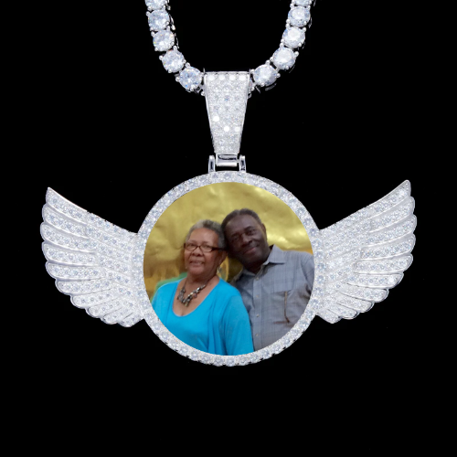 925S & VVS Moissanite 3D Wing Custom Picture Pendant