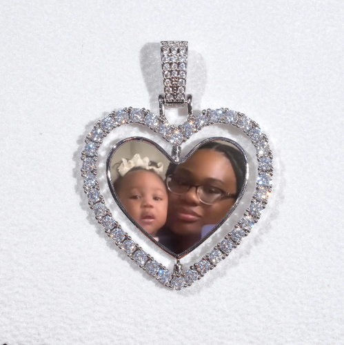 3D Spinning 2-Faced Heart Custom Picture Pendant
