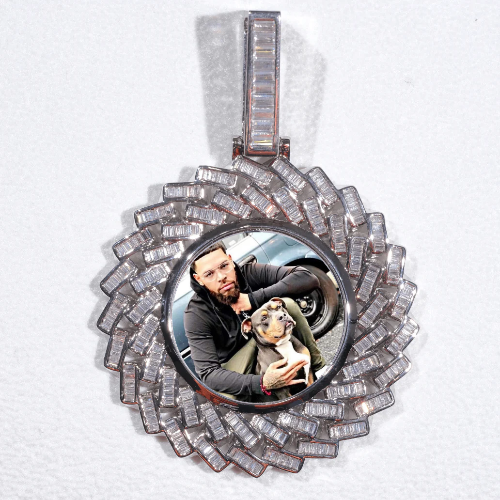 Large 3D Baguette Custom Picture Pendant