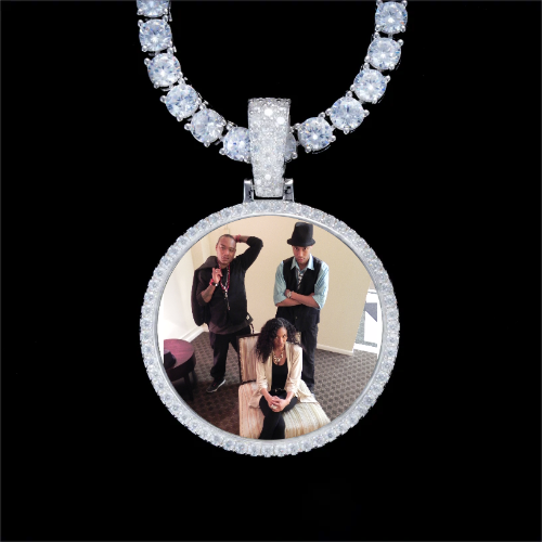 925S & VVS Moissanite 3D Circle Custom Picture Pendant