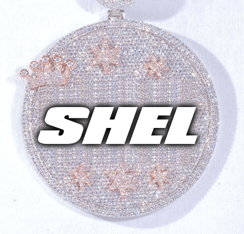 CUSTOM LETTER NECKLACE 3D BIG CROWN DISC