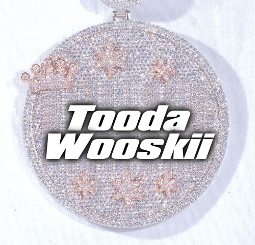 CUSTOM LETTER NECKLACE 3D BIG CROWN DISC