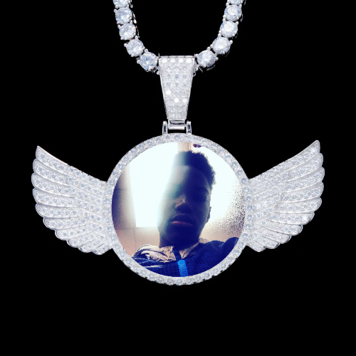 925S & VVS Moissanite 3D Wing Custom Picture Pendant