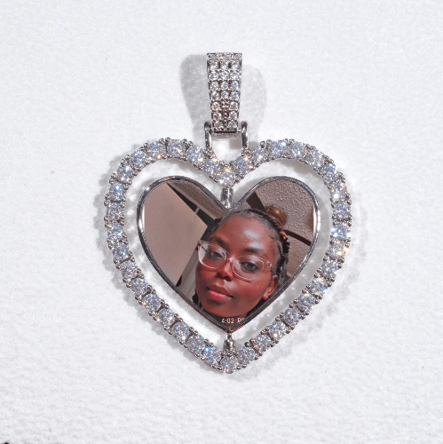 3D Spinning 2-Faced Heart Custom Picture Pendant