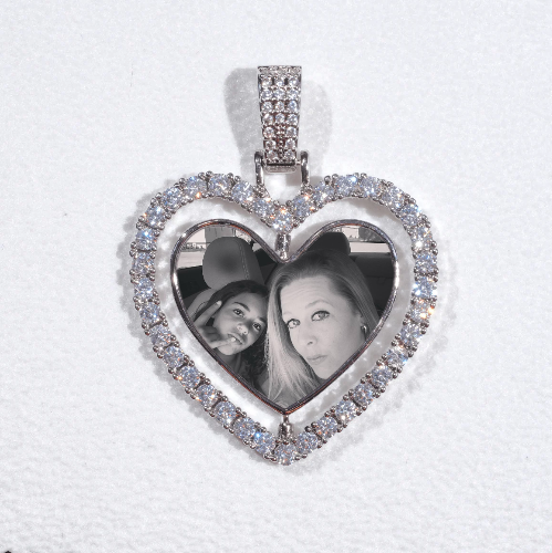 3D Spinning 2-Faced Heart Custom Picture Pendant