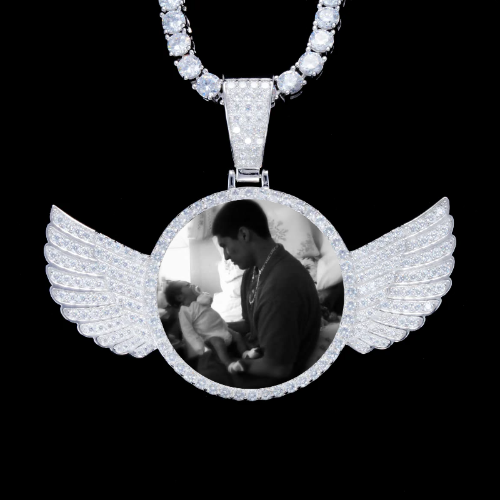 925S & VVS Moissanite 3D Wing Custom Picture Pendant