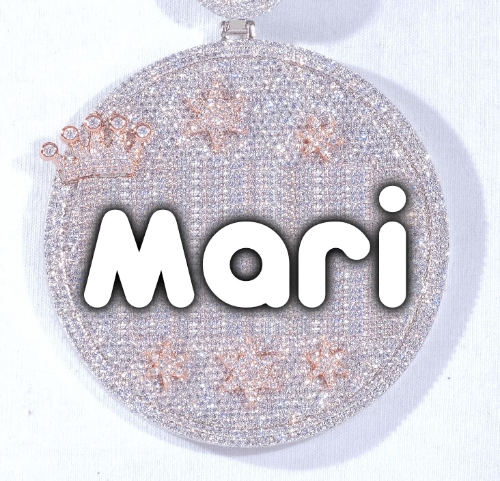 CUSTOM LETTER NECKLACE 3D BIG CROWN DISC