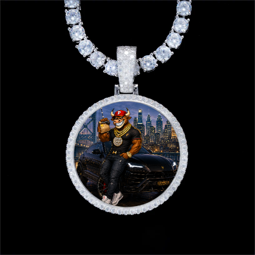 925S & VVS Moissanite 3D Circle Custom Picture Pendant
