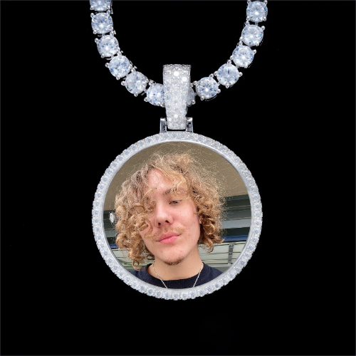 925S & VVS Moissanite 3D Circle Custom Picture Pendant