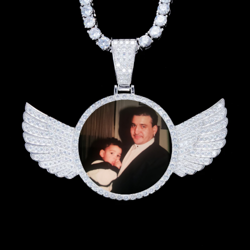 925S & VVS Moissanite 3D Wing Custom Picture Pendant