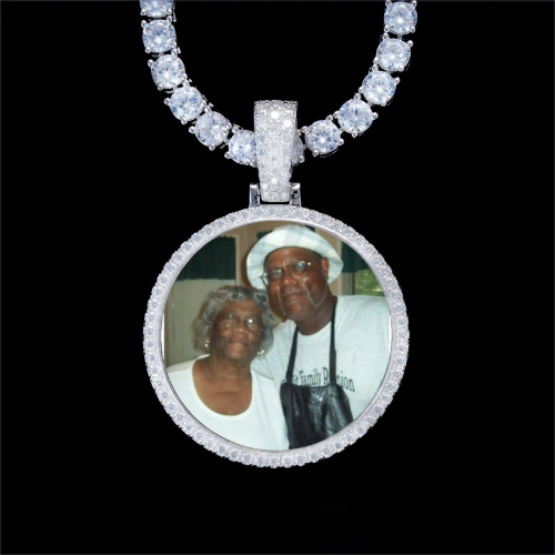 925S & VVS Moissanite 3D Circle Custom Picture Pendant
