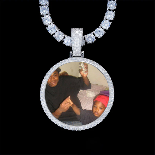 925S & VVS Moissanite 3D Circle Custom Picture Pendant