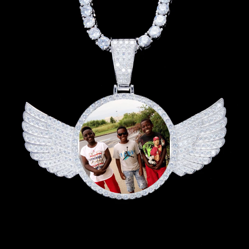 925S & VVS Moissanite 3D Wing Custom Picture Pendant