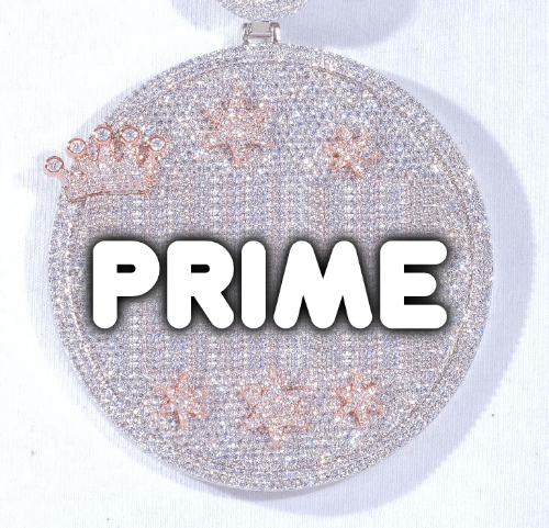 CUSTOM LETTER NECKLACE 3D BIG CROWN DISC