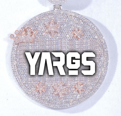 CUSTOM LETTER NECKLACE 3D BIG CROWN DISC