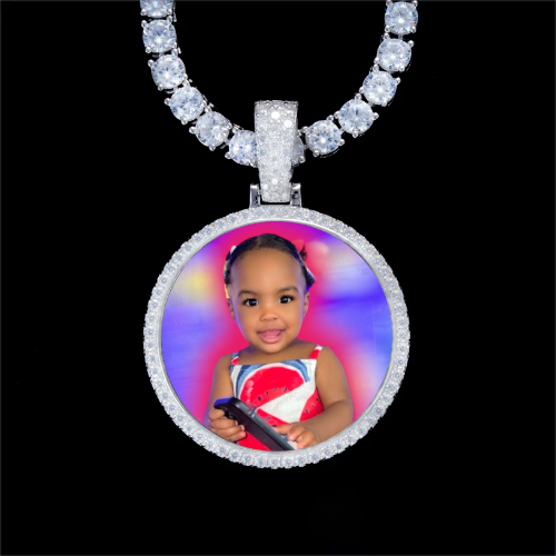925S & VVS Moissanite 3D Circle Custom Picture Pendant
