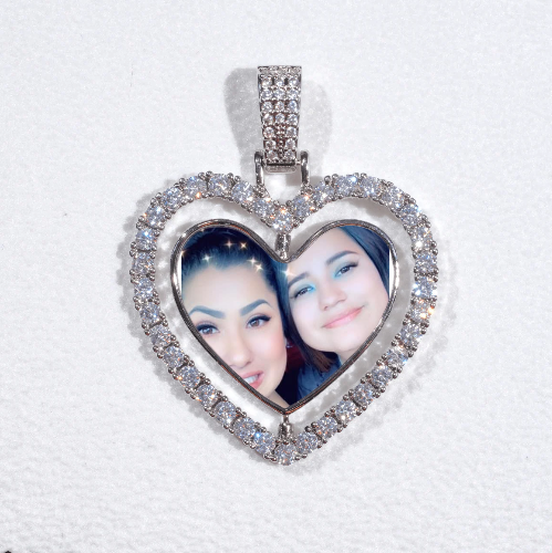 3D Spinning 2-Faced Heart Custom Picture Pendant