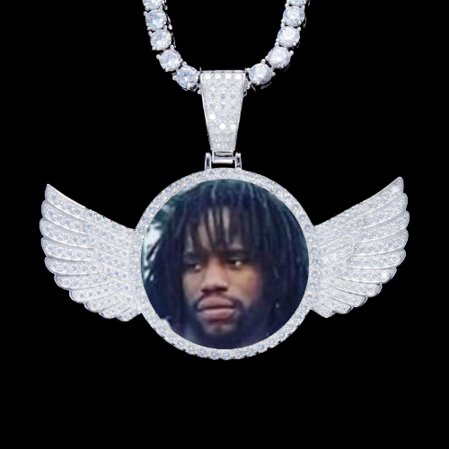 925S & VVS Moissanite 3D Wing Custom Picture Pendant