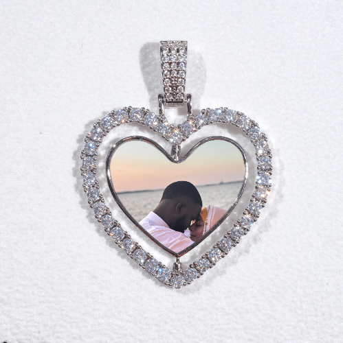 3D Spinning 2-Faced Heart Custom Picture Pendant