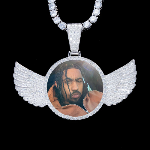 925S & VVS Moissanite 3D Wing Custom Picture Pendant