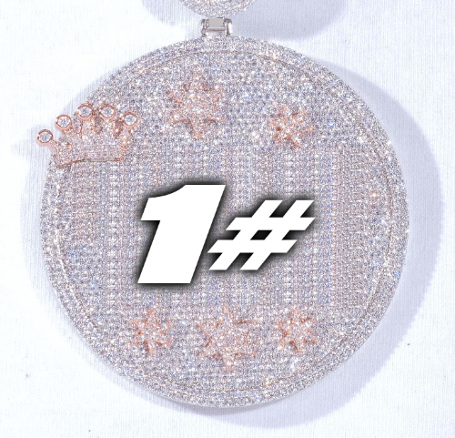 CUSTOM LETTER NECKLACE 3D BIG CROWN DISC