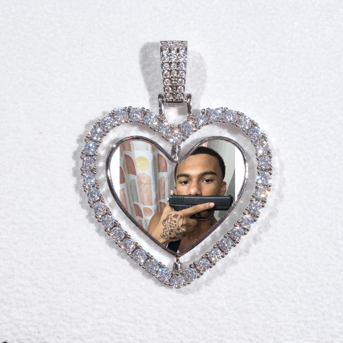 3D Spinning 2-Faced Heart Custom Picture Pendant