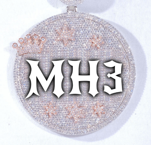 CUSTOM LETTER NECKLACE 3D BIG CROWN DISC