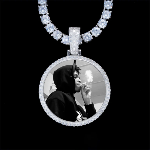 925S & VVS Moissanite 3D Circle Custom Picture Pendant