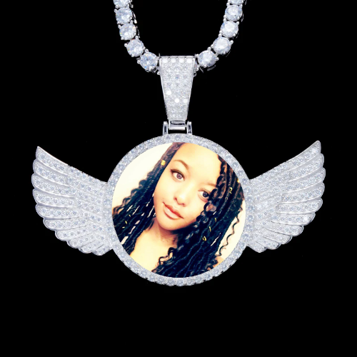 925S & VVS Moissanite 3D Wing Custom Picture Pendant