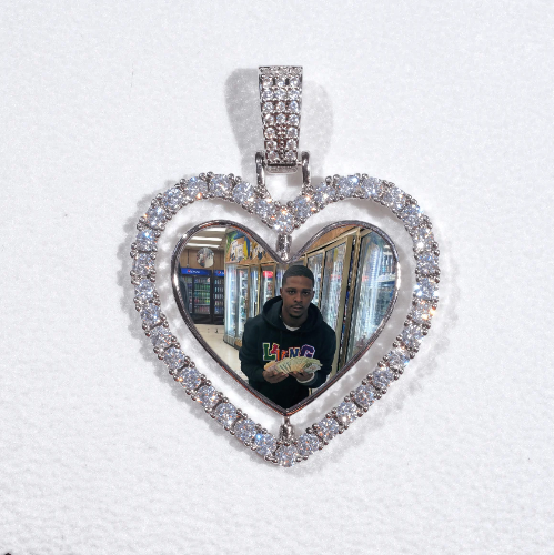 3D Spinning 2-Faced Heart Custom Picture Pendant