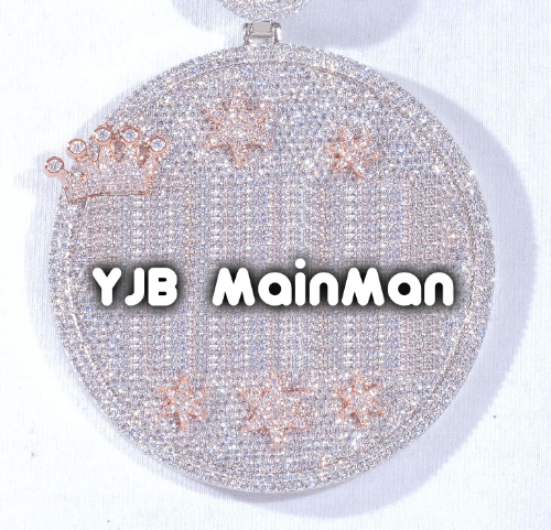 CUSTOM LETTER NECKLACE 3D BIG CROWN DISC