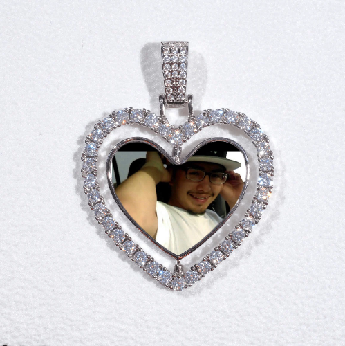 3D Spinning 2-Faced Heart Custom Picture Pendant