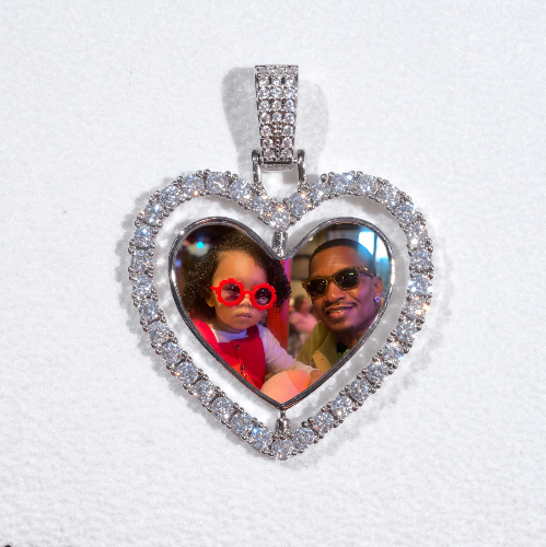 3D Spinning 2-Faced Heart Custom Picture Pendant