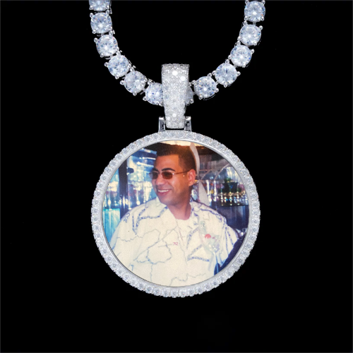 925S & VVS Moissanite 3D Circle Custom Picture Pendant