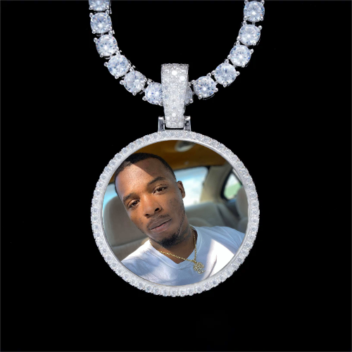 925S & VVS Moissanite 3D Circle Custom Picture Pendant