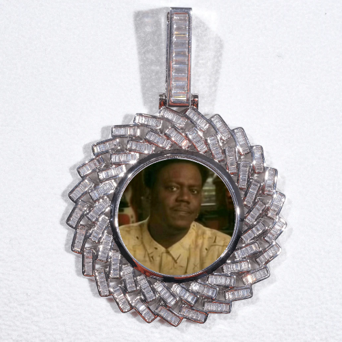 Large 3D Baguette Custom Picture Pendant