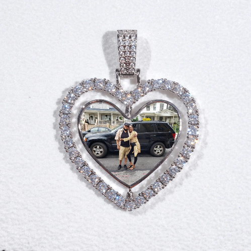 3D Spinning 2-Faced Heart Custom Picture Pendant