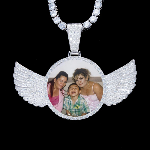 925S & VVS Moissanite 3D Wing Custom Picture Pendant