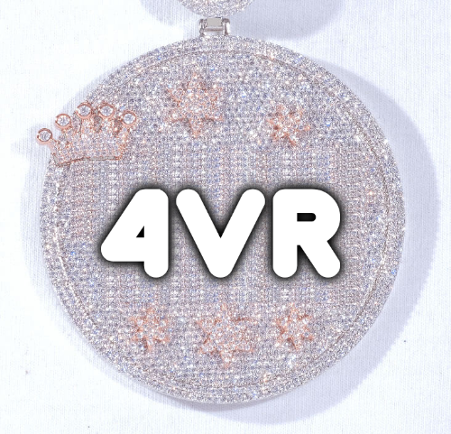 CUSTOM LETTER NECKLACE 3D BIG CROWN DISC