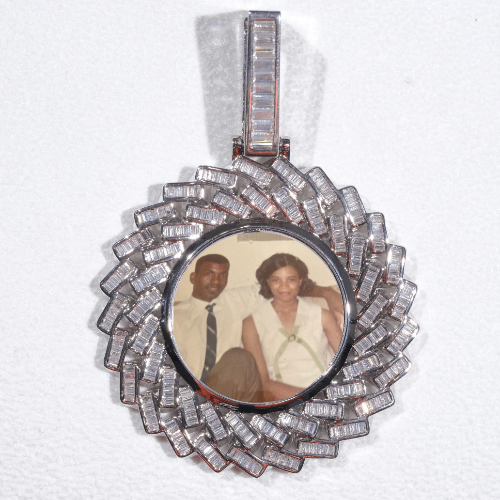 Large 3D Baguette Custom Picture Pendant