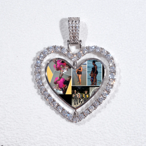 3D Spinning 2-Faced Heart Custom Picture Pendant