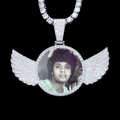 925S & VVS Moissanite 3D Wing Custom Picture Pendant